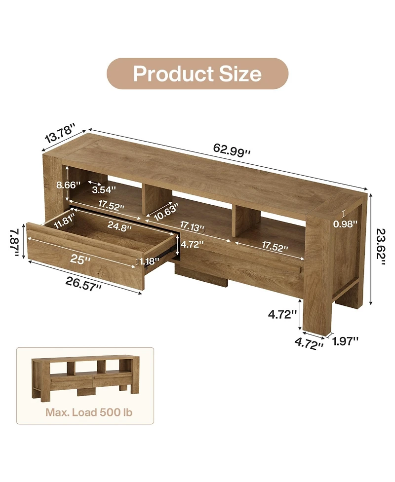 Tribesigns Tv Stand with Drawers and 3 Open Shelves,Television Stands Tv