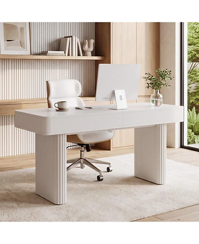 Tribesigns Rectangle Wooden Computer Desk with 2 Drawers, Modern Desk