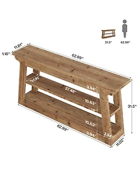 Tribesigns Console Table with Storage, Solid Wood Sofa Table | 3-Tier