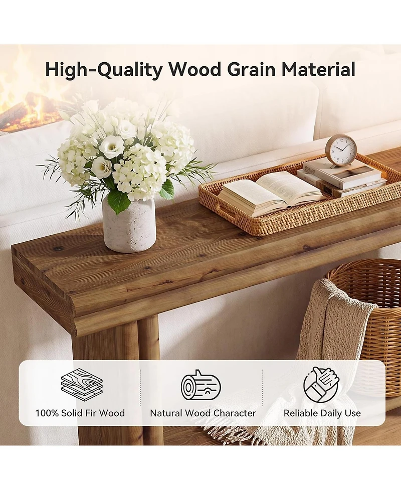 Tribesigns Solid Wood Console Sofa Table, Farmhouse Long Entryway Table Behind Couch