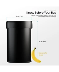 Home Zone Living 16 Gallon Stainless Steel Open Top Trash Can with Round Design