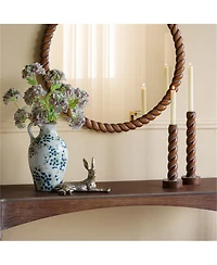 Yobtop Brown Birch Wood Candle Holders Set of 2