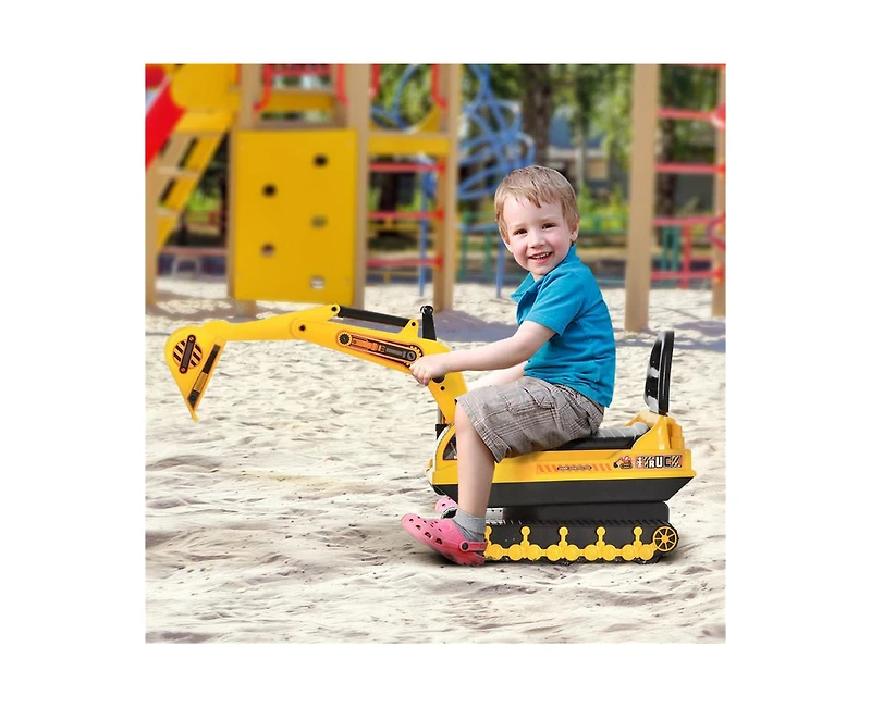 Yobtop No Power Toddler Non-Motorized Excavator Ride-On Toy with Movable Arm, Ages 3+