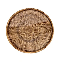 Round Flat Tray with Glass Insert