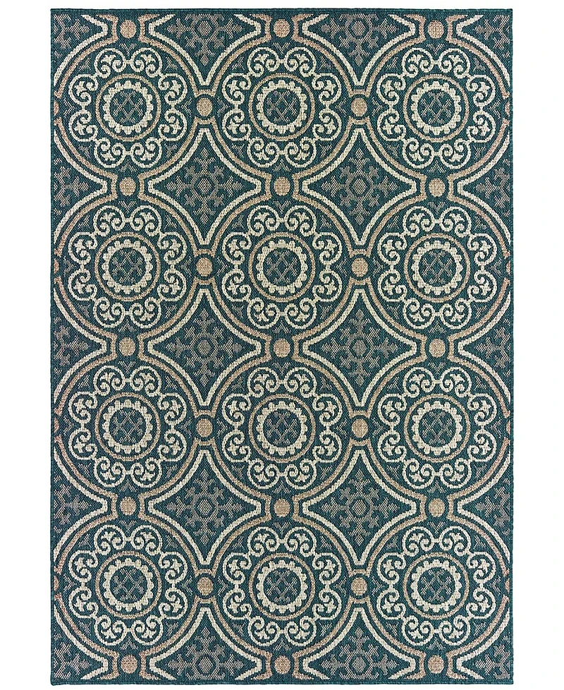 Oriental Weavers Latitude Blue 6'7" x 9'2" Outdoor Area Rug