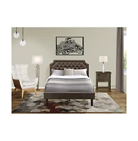 East West Furniture GB25F-1VL07 2-Piece Granbury Bedroom Set with Bed and 1 Distressed Jacobean Night Stand - Faux Leather