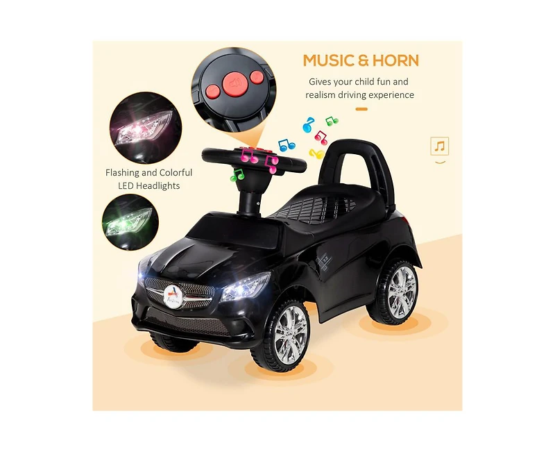 Yobtop Kids Ride On Push Car - Foot-to-Floor Walking Sliding Toy Car for Toddler with Working Horn, Music, Headlights and Storage