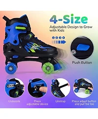 Sugift Quad Roller Skates for Kids and Teens with Expandable Sizing and Light-Up Wheels Ages 9-14