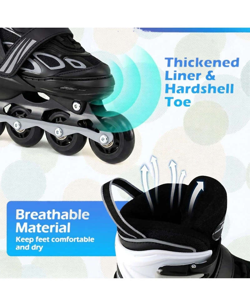 Sugift Adjustable Kids Inline Skates 4 Expandable Sizes with Led Wheels and Heel Brake Ages 5-7