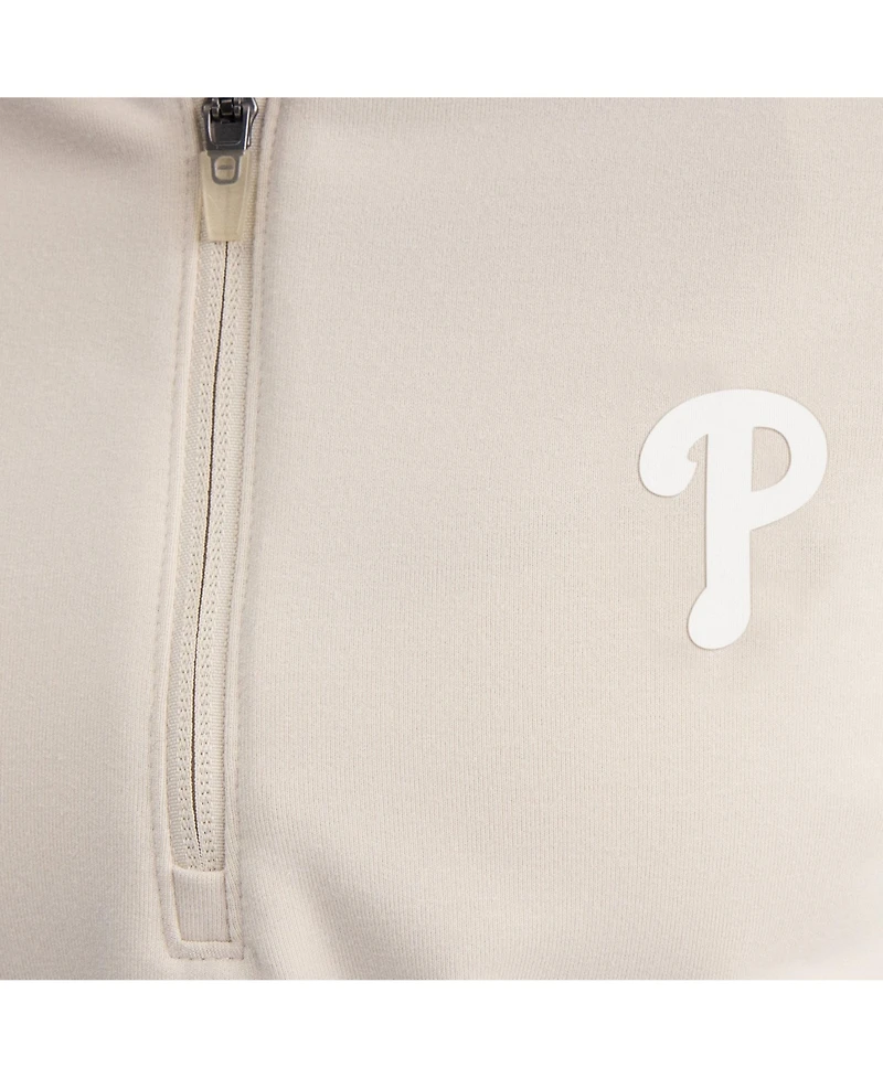 Fanatics Women's Beige Philadelphia Phillies Oversized Clutch Tri-Blend Half-Zip Pullover Sweatshirt