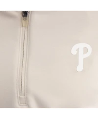 Fanatics Women's Beige Philadelphia Phillies Oversized Clutch Tri-Blend Half-Zip Pullover Sweatshirt