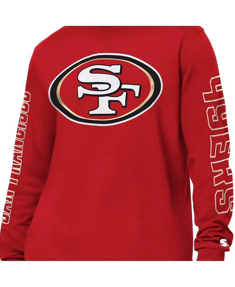 Starter Men's Scarlet San Francisco 49ers Clutch Hit Ii Long-Sleeve T-Shirt