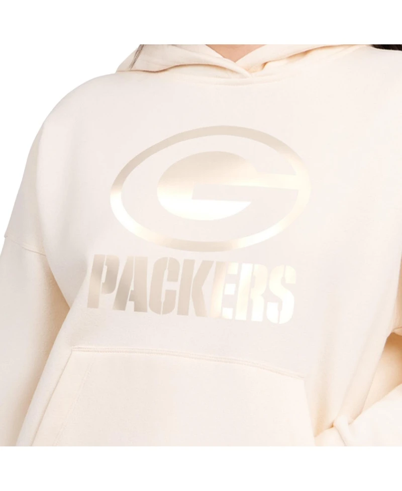 Starter Women's Cream Green Bay Packers Pastels Relaxed Travel Hoodie