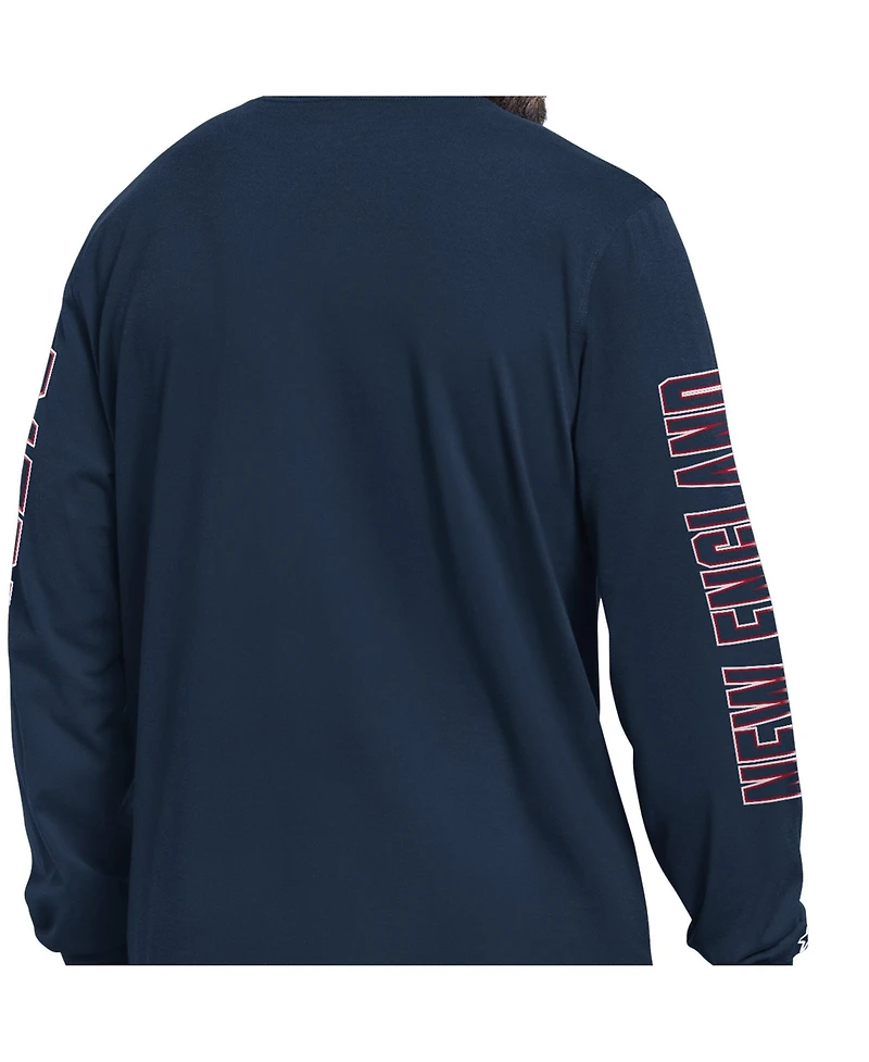 Starter Men's Navy New England Patriots Clutch Hit Ii Long-Sleeve T-Shirt