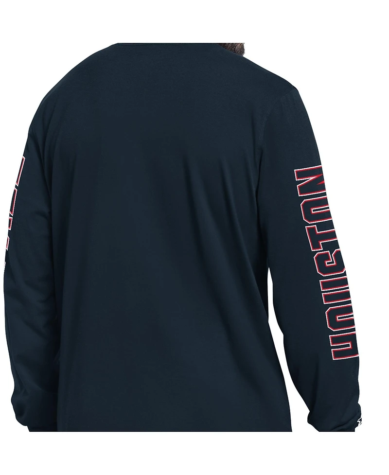 Starter Men's Navy Houston Texans Clutch Hit Ii Long-Sleeve T-Shirt