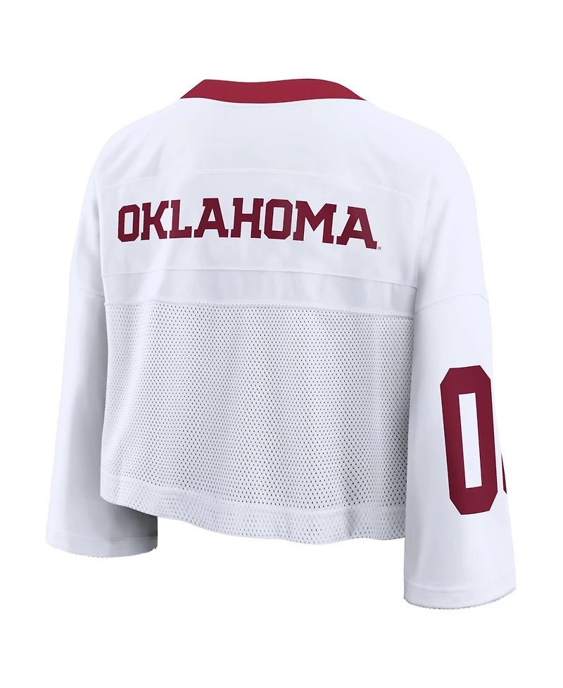 Nike Women's White Oklahoma Sooners Oversized Logo Cropped Fashion Jersey