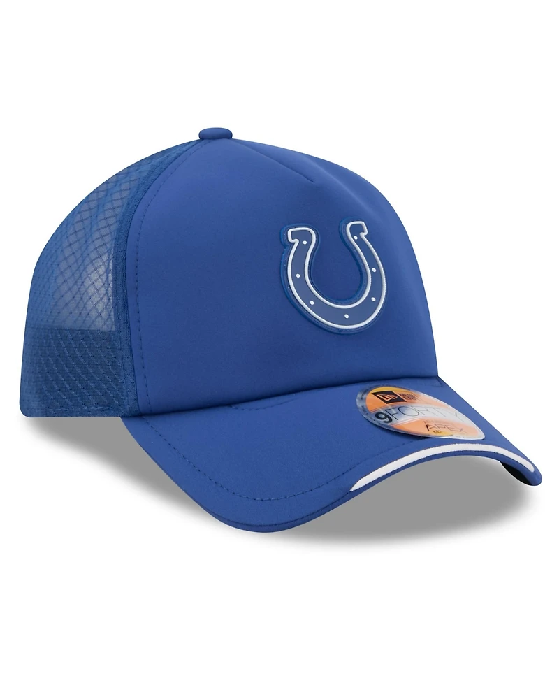 New Era Men's Royal Indianapolis Colts 2026 Sideline Apex 9FORTY Adjustable Trucker Hat