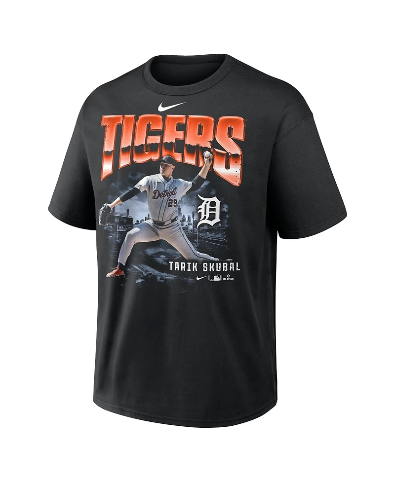 Nike Men's Tarik Skubal Black Detroit Tigers Enlarged Player Graphic Max90 Heavyweight T-Shirt