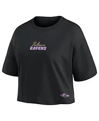 Fanatics Women's Lamar Jackson Black Baltimore Ravens Fashion Cropped T-Shirt