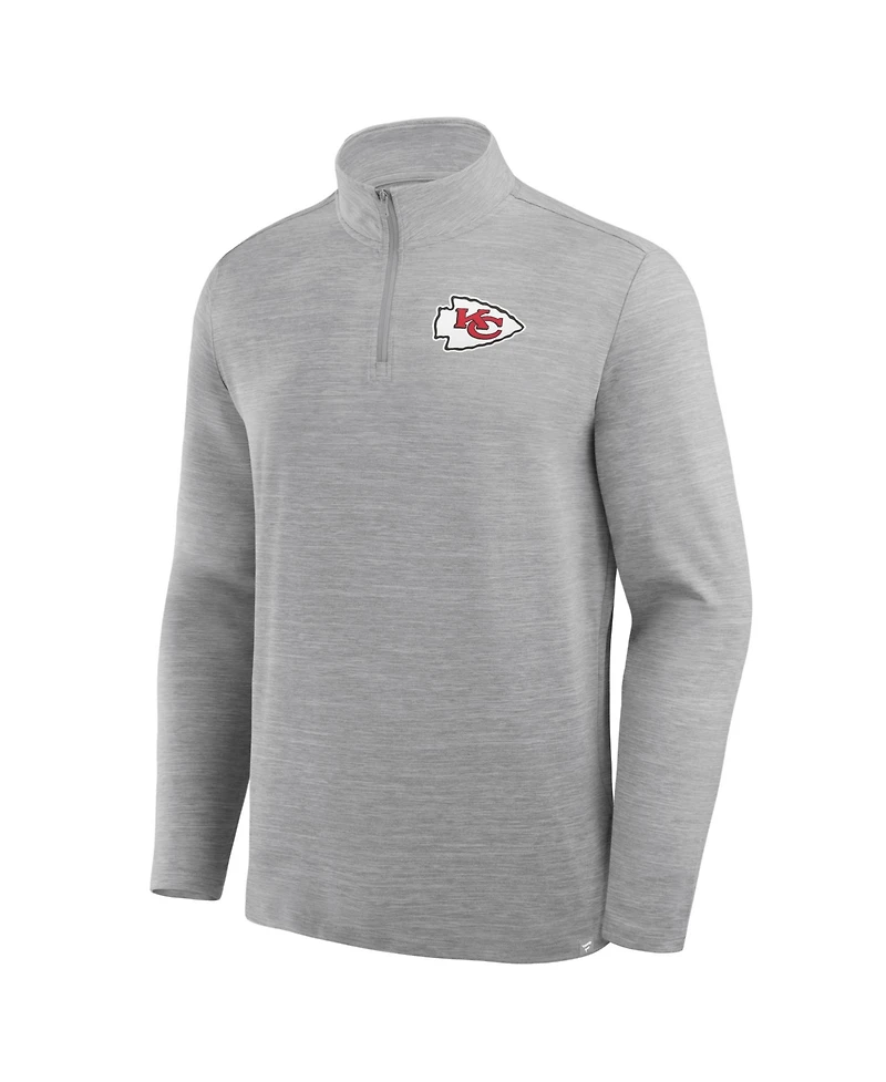 Fanatics Men's Heather Gray Kansas City Chiefs Clutch Quarter-Zip Pullover Sweatshirt