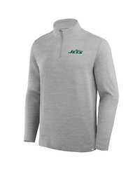 Fanatics Men's Heather Gray New York Jets Clutch Quarter-Zip Pullover Sweatshirt