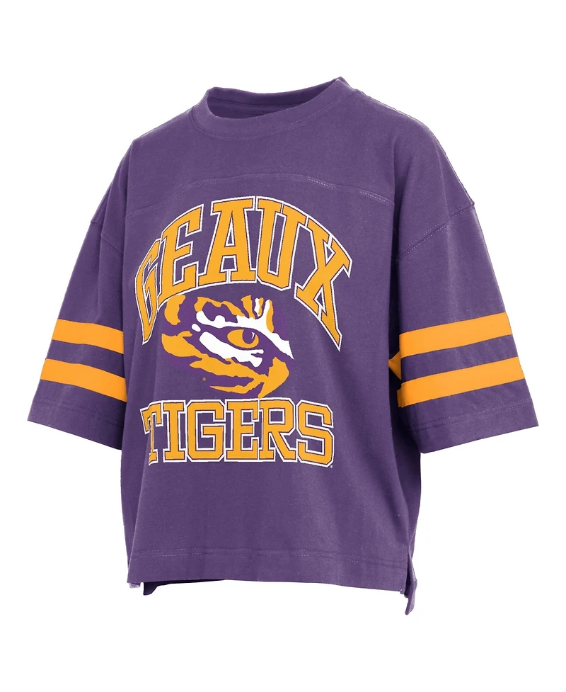 Pressbox Women's Purple Lsu Tigers Wayne Tyler Cropped T-Shirt
