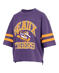 Pressbox Women's Purple Lsu Tigers Wayne Tyler Cropped T-Shirt