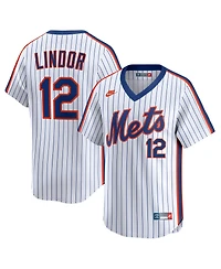 Nike Men's Francisco Lindor White New York Mets Throwback Cooperstown Collection Limited Jersey