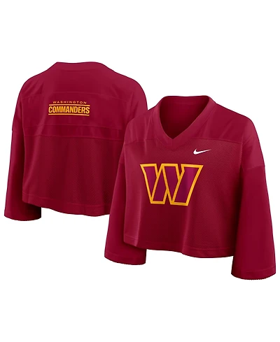 Nike Women's Burgundy Washington Commanders Rewind Cropped Mesh Dri-fit Fashion Jersey