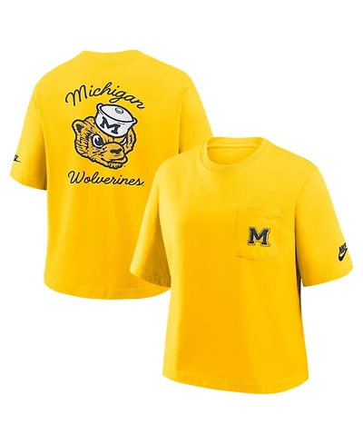 Nike Women's Maize Michigan Wolverines Legacy Pocket Boxy T-Shirt