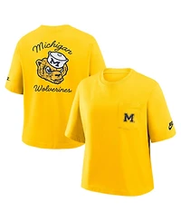 Nike Women's Maize Michigan Wolverines Legacy Pocket Boxy T-Shirt