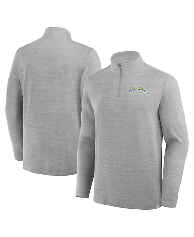 Fanatics Men's Heather Gray Los Angeles Chargers Clutch Quarter-Zip Pullover Sweatshirt