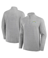 Fanatics Men's Heather Gray Los Angeles Chargers Clutch Quarter-Zip Pullover Sweatshirt