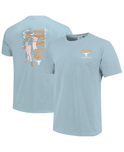 Image One Women's Light Blue Texas Longhorns Americana Mascot Comfort Colors T-Shirt