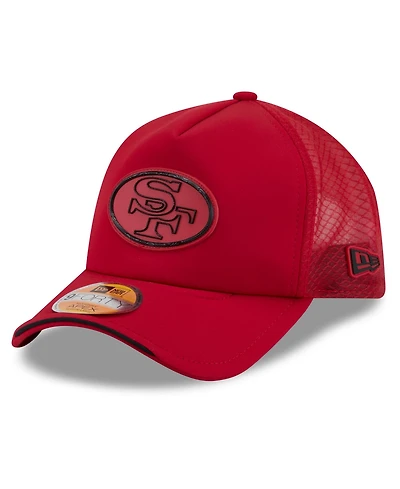 New Era Men's Scarlet San Francisco 49ers 2026 Sideline Throwback Apex 9FORTY Adjustable Trucker Hat
