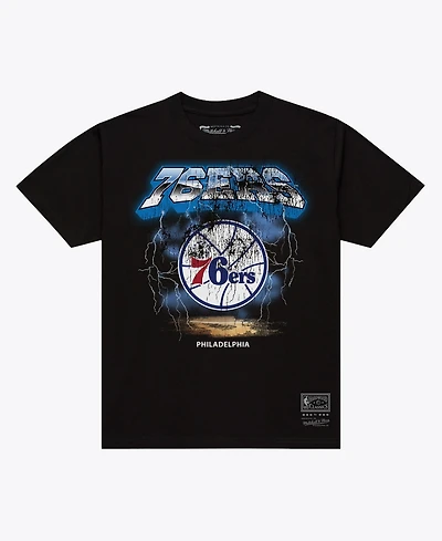 Mitchell & Ness Men's Philadelphia 76ers Lightning Graphic Distressed T-Shirt