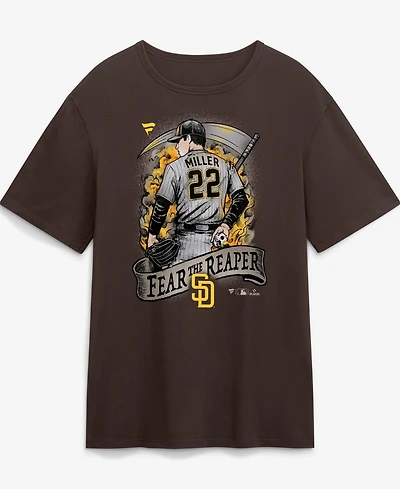 Fanatics Men's Mason Miller Brown San Diego Padres Fear the Reaper T-Shirt