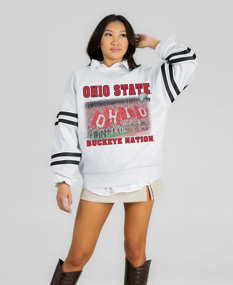 Gameday Couture Women's Ash Ohio State Buckeyes Off the Grid Oversized Fleece Sweatshirt