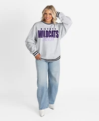 Gameday Couture Women's Gray Kansas State Wildcats Oversized Showdown Ringer Stripe Sweatshirt