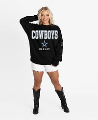 Gameday Couture Women's Black Dallas Cowboys Oversized Level Up Label Premium Fleece Sweatshirt