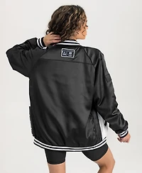 Gameday Couture Women's Black Ohio State Buckeyes Oversized Inner Drive Varsity Rhinestone Full-Snap Bomber Jacket