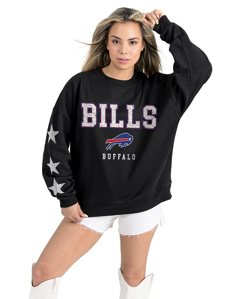 Gameday Couture Women's Black Buffalo Bills Velocity Relaxed Rhinestone Pullover Sweatshirt