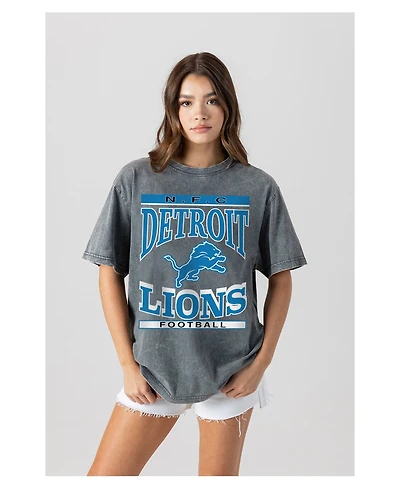 Gameday Couture Women's Gray Detroit Lions Oversized Classic Grind Washed T-Shirt