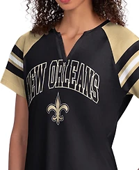 Starter Women's Black Carolina Panthers Game On Notch Neck Raglan T-Shirt