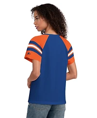 Starter Women's Royal Denver Broncos Game On Notch Neck Raglan T-Shirt