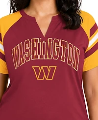 Starter Women's Burgundy Washington Commanders Plus Game On Notch Neck Raglan T-Shirt