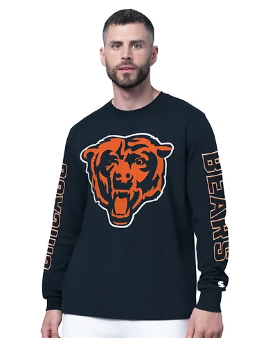 Starter Men's Navy Chicago Bears Clutch Hit Ii Long-Sleeve T-Shirt