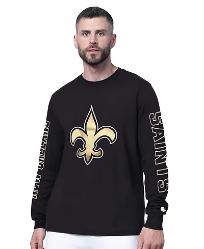Starter Men's Black New Orleans Saints Clutch Hit Ii Long-Sleeve T-Shirt