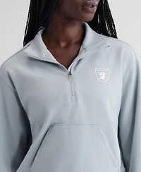 Fanatics Women's Blue Las Vegas Raiders Oversized Clutch Tri-Blend Quarter-Zip Pullover Sweatshirt