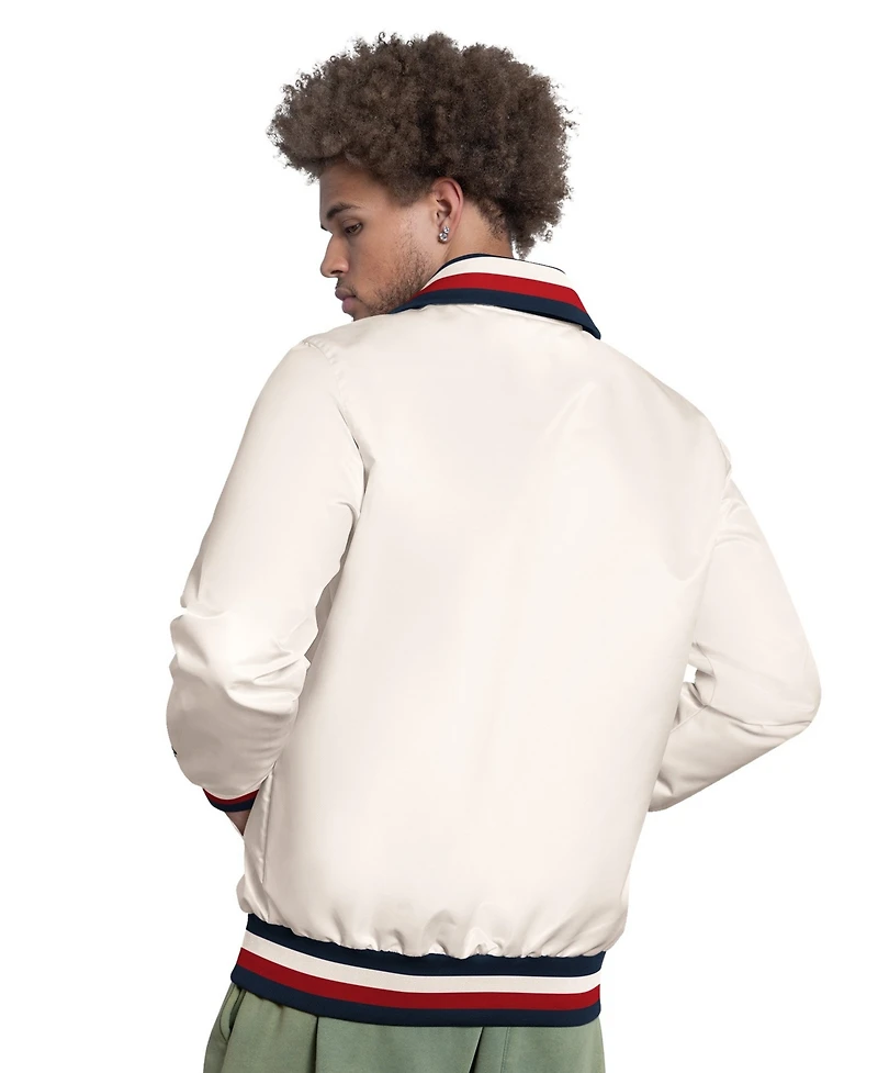 Starter Men's White Boston Red Sox The Captain Cooperstown Logo Full-Zip Varsity Jacket